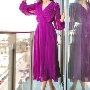 Zara Vibrant Purple Pleated Dress